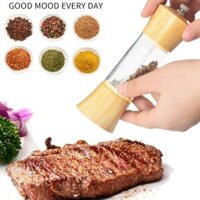 Anfami Store - Lọ Xay Tiêu Cầm Tay Vỏ Gỗ Sồi Thân Trong Suốt (GA06) Cho Nhà Hàng và Gia Đình