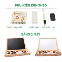 ảng gỗ ghép hình nam châm 2 mặt cao cấp có nhiều mảnh ghép kèm bút, phấn, lau bảng