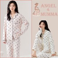 Angel & MUMMA Quần Áo Confinement Bộ Đồ Ngủ Bà Bầu Nữ Mùa Thu Sau Sinh Đám Mây Cotton Mang Thai Phù Hợp Với Quần Cho Con Bú Dài Tay Quần Áo Gia Đình