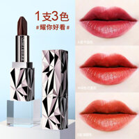 ✨Angel 's Black Diamond Plumping Tricolor Lipstick Matte Rotten Tomato Color Lipstick One Piece 3 Màu 25.3.24