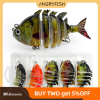 Angryfish 5 Cái / bộ Mồi câu cá nhân tạo Mồi bơi đa khớp chìm chậm Mồi câu cá 6 phân đoạn Mô phỏng cá rô phi Mồi giả để câu cá ngoài trời