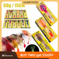 Angryfish 60g Dạ Quang Mực Câu Cá Xuất Hiện Sống Động Mồi Mềm Giả Uv Mực Jig Thích Hợp Cho Câu Cá Biển