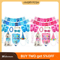 Angryfish Chó Sinh Nhật Đồ Dùng Tiệc Sinh Nhật Mũ Bandana Khăn Nơ Thắt Bóng Bay Bộ Biểu Ngữ Đồ Trang Trí Cho Thú Cưng Tiệc
