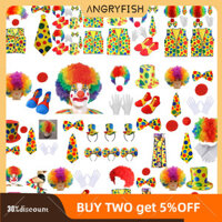 Angryfish Chú Hề Bộ Trang Phục Có Mũi Chú Hề Đỏ Giày Áo Vest Mũ Tóc Giả Thắt Nơ Và 2 Đôi Găng Tay Trắng Cho Halloween