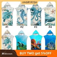 Angryfish Khăn Tắm Microfiber Có Mũ Trùm Đầu Lướt Poncho Khăn Đi Biển Thay Đổi Ngoài Trời Áo choàng Tắm Phong Cách Đại Dương Wetsuit Người Lớn
