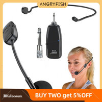 Angryfish Uhf Micro không dây Đào tạo hiệu suất ngoài trời Giảng dạy Micrô gắn trên đầu cầm tay cho loa khuếch đại giọng nói
