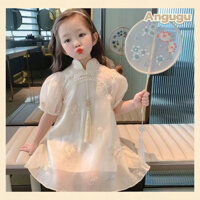 Angugu Trẻ Em Sườn Xám Đầm Cho Bé Gái Mùa Hè 2024 Thời Trang Mới Gigh Chất Lượng Quần Áo Váy Sườn Xám Phong Cách Trung Hoa Cho Trẻ Em Hanfu 9 Tháng - 11 Tuổi Teen Tay Ngắn