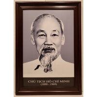 ẢNH CHÂN DUNG HỒ CHỦ TỊCH - CHÂN DUNG BÁC HỒ  ẢNH ĐEN TRẮNG  - 50X70