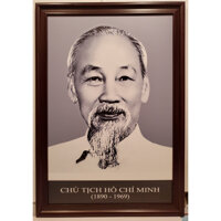 ẢNH CHÂN DUNG HỒ CHỦ TỊCH - CHÂN DUNG BÁC HỒ  ẢNH ĐEN TRẮNG  - 70X100