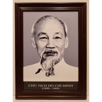 ẢNH CHÂN DUNG HỒ CHỦ TỊCH - CHÂN DUNG BÁC HỒ  ẢNH ĐEN TRẮNG  - 38X51