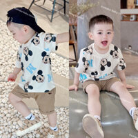 [Ảnh chính chủ] Bộ Đồ Hè Bé Trai Mickey RÊU Quần Kaki Mềm Mát 1,5 tuổi đến 6 tuổi (10-24kg) - KUMAKO