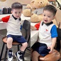[Ảnh chính chủ] Bộ Đồ Hè Bé Trai Bộ Polo Khủng Long Phối Tay Quần Kaki Mềm 1,5 tuổi đến 6 tuổi (10-24kg) - KUMAKO