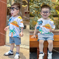 [Ảnh chính chủ] Set Bộ Đồ Bé Trai Hè Ô Tô Cây Dừa Áo Cotton Zip Quần Kaki Mềm 2 tuổi đến 6 tuổi (10-25kg) - KUMAKO