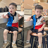 [Ảnh chính chủ] Set Đồ Bộ Bé Trai Bộ Polo PHỐI XANH ĐỎ Quần Kaki 2 tuổi đến 6 tuổi (10-25kg) - KUMAKO