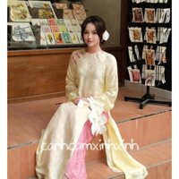 (ẢNH CHỤP THẬT, HOẢ TỐC) Set Áo Dài Tơ Tằm Lụa Nha Xá Cao Cấp