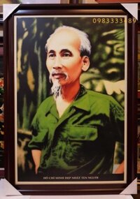 Ảnh gốc in dầu- Bác Hồ mặc áo lính -11A