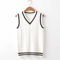 Anh Preppy Phong Cách JK Đồng Phục Áo Vest Kích Thước Lớn Không Tay Thêu Đan Học Sinh Đồng Phục Áo Len Xoắn Áo Nam Nữ kkg06 3.28