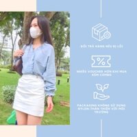 [Ảnh thật 100%] áo xanh Pastel phối chân váy kaki LADIES