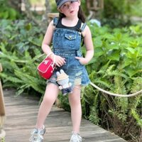 [Ảnh thật] 8-28kg ( cao 1m2 trở lại) Sét Yếm Váy Jean Kèm Áo Bé Gái, Jean Mềm, Áo thun cotton