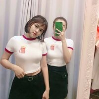 [Ảnh thật] Áo croptop thun nữ in hình dễ thương ulzzang