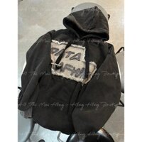 Ảnh Thật) Áo Hoodie Nam Nữ Đáp Vải Bò Rách Tua Chữ DATA Siêu Đẹp Thời Trang Hàn Quốc