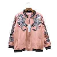 [Ảnh thật] Áo khoác Bomber Thêu, Áo Bomber Thêu hình Cá Chép 2 Lớp cho nữ