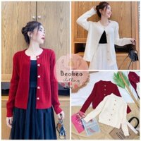 [Ảnh thật] Áo khoác cardigan len phối nút tim 2 màu ulzzang