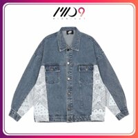 (Ảnh thật) Áo khoác Denim Jacket MID9 unisex nam nữ phối họa tiết Bandana