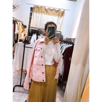 [Ảnh thật] Áo khoác jean nữ tay dài form rộng,phong cách unisex