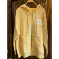 (Ảnh Thật) Áo khoác len màu vàng chất mềm mịn ấm áp có mũ trùm đầu dây khoá kéo, áo ấm mùa đông dáng rộng