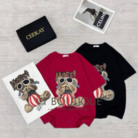 [Ảnh thật] Áo thun cotton 2 chiều form thụng cổ tròn cộc tay GẤU MORE nam nữ freesize 3 màu hottre