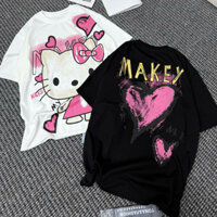 [ẢNH THẬT] Áo thun hello kitty in pet form to rộng chất cotton hai chiều