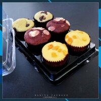 [Ảnh thật] Bộ 50 hộp nhựa đựng bánh 6 ô tròn FG334 (KT: 4,5 x 3,5cm);FG332 (14x20x5cm)