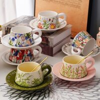 [Ảnh thật] Bộ cốc tách uống nước, cốc kèm đĩa uống trà chiều, cốc uống cafe, bộ chén trà, cốc uống nước