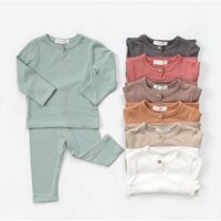 [Ảnh thật] BỘ DÀI TAY THUN THUN TĂM 1 CÚC GỖ MINKYMOM QUẢNG CHÂU