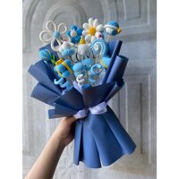 [ảnh thật] Bó hoa đất sét làm quà tặng tốt nghiệp, sinh nhật, hoa 20/10 - mẫu XANH DƯƠNG-TRẮNG [HOT]