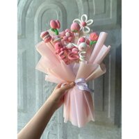 [ảnh thật] Bó hoa đất sét làm quà tặng tốt nghiệp, sinh nhật, hoa 20/10 - mẫu HỒNG-TRẮNG [HOT]