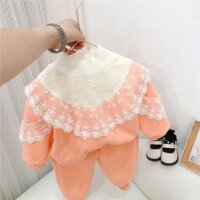 [ẢNH THẬT] BỘ NỈ PHỐI REN CHẦN BÔNG CHO BÉ GÁI SIÊU XINH SIÊU DÀY DẶN SIÊU ẤM