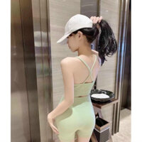 (ảnh thật) bộ tập nữ, bộ đồ thể thao áo đệm ngực đan lưng quần cạp cao co giãn 4 chiều