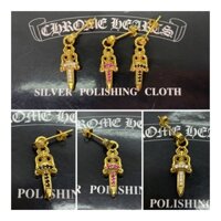 [Ảnh Thật] Bông tai Chrome Heart Dagger bạc 925 fulldiamond mạ vang 22K fullbox cao cấp.