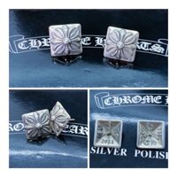 [Ảnh Thật] Bông tai Chrome Heart Flower vuông bạc 925 cao cấp fullbox.