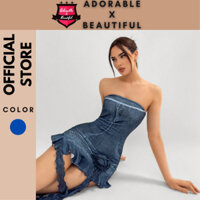 [Ảnh Thật] CG.2 Đầm Quây Xanh Ngắn Chất Thun Co Giãn, Đầm Ống Ôm Body Vạt Bèo Hoa Gợi Cảm [AdorablexBeautiful]