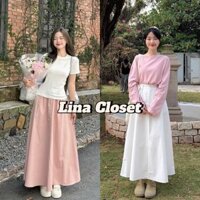 [ẢNH THẬT] Chân váy kaki 1 lớp RETRO xếp ly form dài phong cách Lina Closet