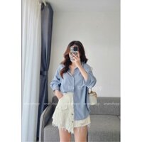 [ẢNH THẬT] Chân váy kaki jeans khuy cài(Q109)