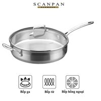 Ảnh thật Chảo inox đáy từ nắp kính cao cấp Scanpan Impact 28cm 71102800, đúc đáy 3 lớp, dùng bếp từ, an toàn với máy rửa bát