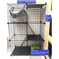 (ẢNH THẬT) CHUỒNG MÈO,CHÓ,THỎ LẮP GHÉP LƯỚI ĐA NĂNG 3 TẦNG ĐẦY ĐỦ PHỤ KIỆN