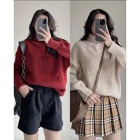 [Ảnh thật+Clip] Áo Len Cổ Lọ Dáng Rộng Chất Len Mịn Dày Hàng Quảng Châu - Hanju