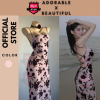 [Ảnh Thật] Đầm 2 Dây Dài Lưới Hoa Nhí Thắt Eo Hở Lưng Sexy, Đầm Maxi Đi Tiệc Ôm Body Đuôi Cá [AdorablexBeautiful]