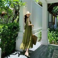 Ảnh Thật Đầm Maxi Dài Đi Biển Thắt Nơ Lưng Thời Trang