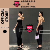 [Ảnh Thật] Đầm Maxi Thắt Eo Hack Dáng Ôm Body Dài, Đầm 2 Dây Thun Đen Đan Dây Lưng Phong Cách Sexy [AdorablexBeautiful]